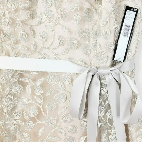 NWT Tahari ASL Embroidered Lace Hi-Low Fit & Flare Party wedding Midi Dress - Picture 6 of 7